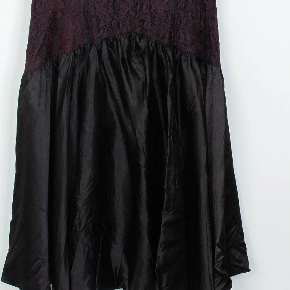VTG 80s Miss Dorby Lace Midi‎ Dress Purple Black Puff Sleeve Size 16 Whimsigoth - Picture 3 of 8